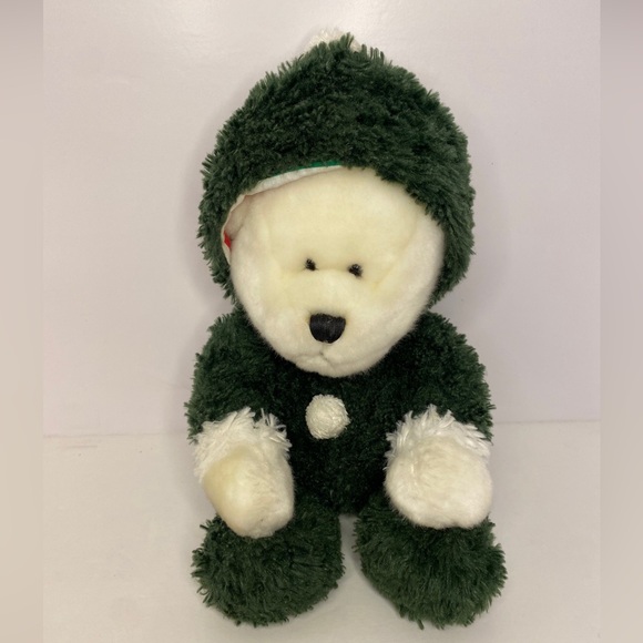 Heritage Collection By Ganz Christmas Teddy Bear Green Suit With Hood Rare HTF - Picture 6 of 15